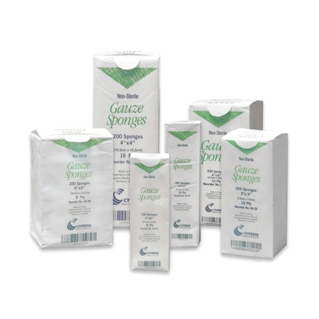 Mckesson Cypress NonSterile Gauze Sponge, 2 x 2 Inch, 200PK 40-28